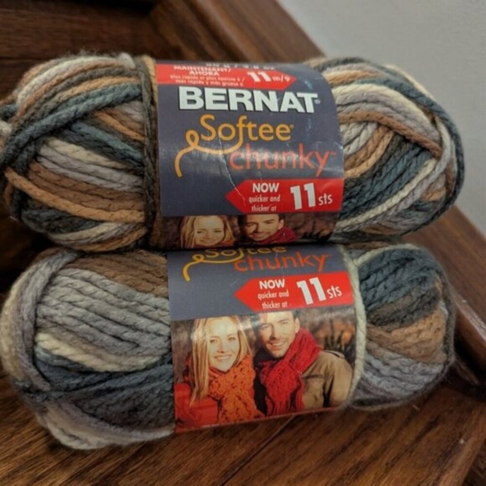 Bernat Softee verigated Taupe cream gray brown tranquil -2 x 80g Acrylic - CA